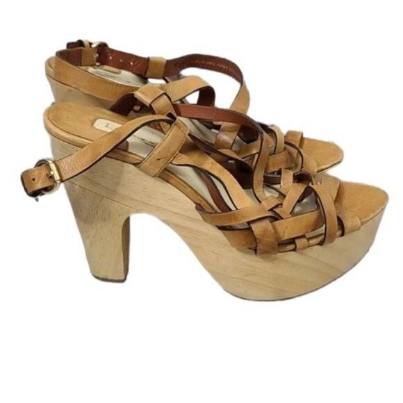 Max Studio Oakey Slingback Wood High Heels - Picture 1 of 13